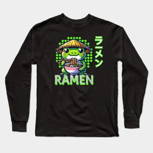 Cute Frog Eating Ramen cute noodles Long Sleeve T-Shirt